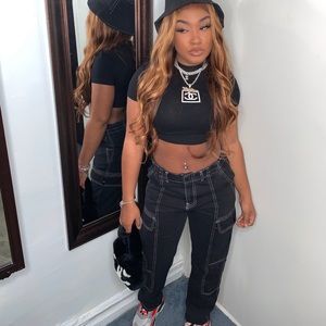 Black & white contrast straight Jeans